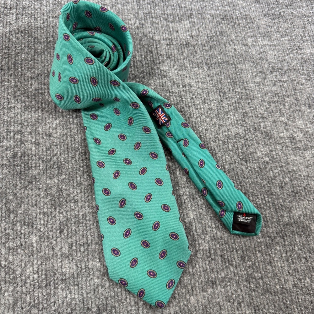 Vintage Robert Talbott Nordstrom Silk Medallion Tie Green OS Dark Academia